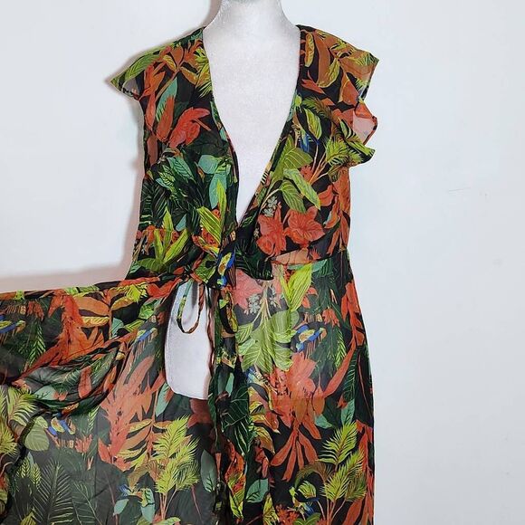 Live 4 Truth Green Floral Kimono NWT Size 1X Floral Boho Kimono - Picture 5 of 12